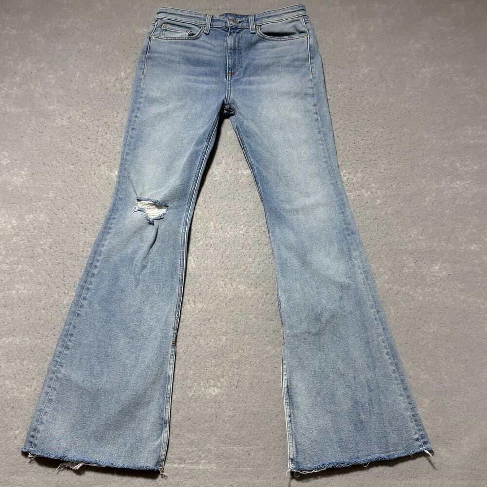 Rag & Bone Flared Jeans Women’s Size 29 High Rise Slit Leg Medium Wash Stretch